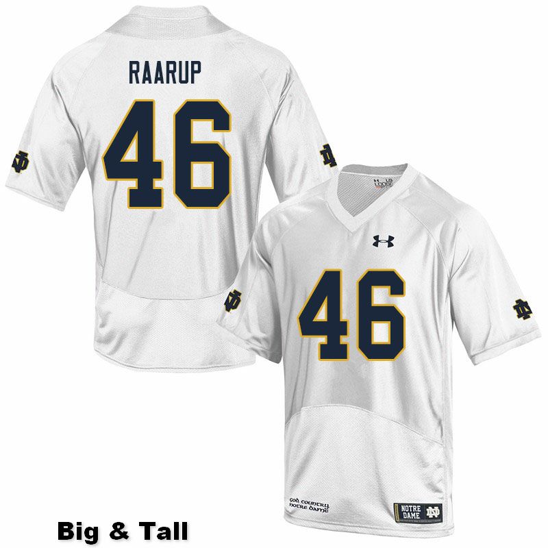 Men's NCAA Notre Dame Fighting Irish #46 Axel Raarup Stitched College Under Armour Authentic White Big & Tall Football Jersey TL10E82JA